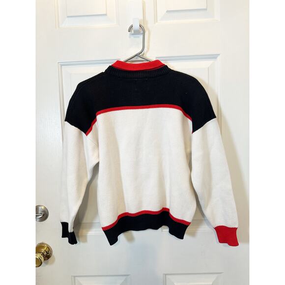 VTG Fia Italia Sweater Womens Small White Multi Long Sleeve Knit Pullover Preppy - Picture 5 of 8